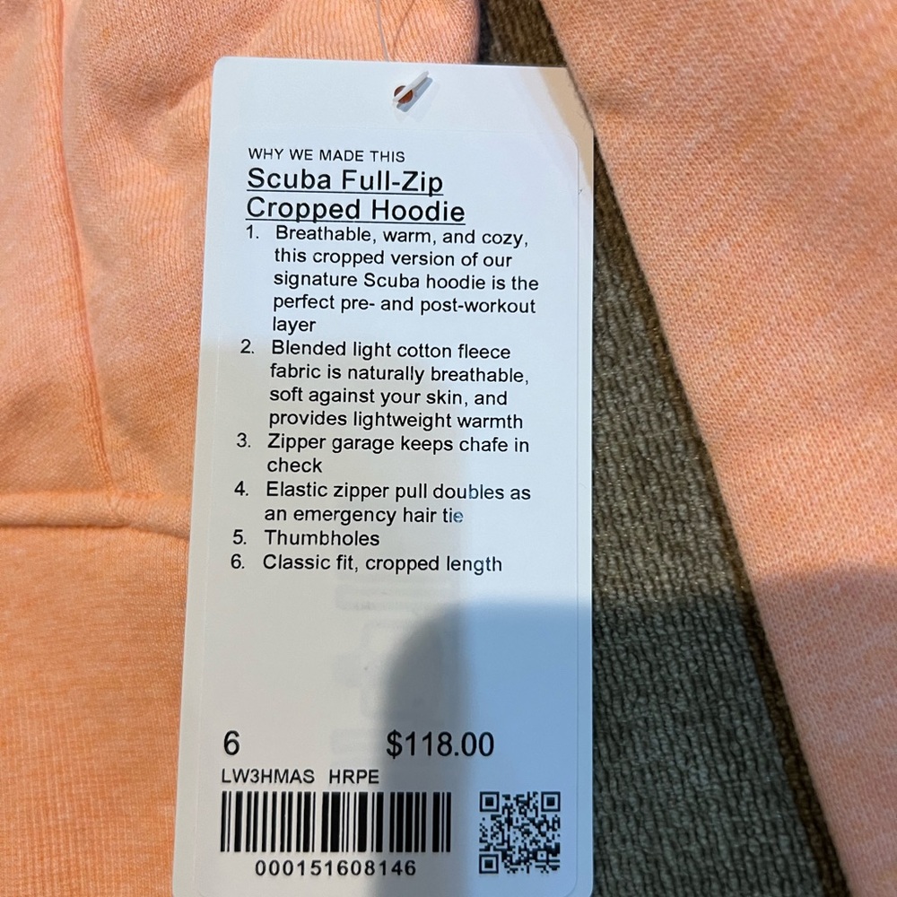 Lululemon Scuba Peach Bellini Heathered NWT - Picture 2 of 3